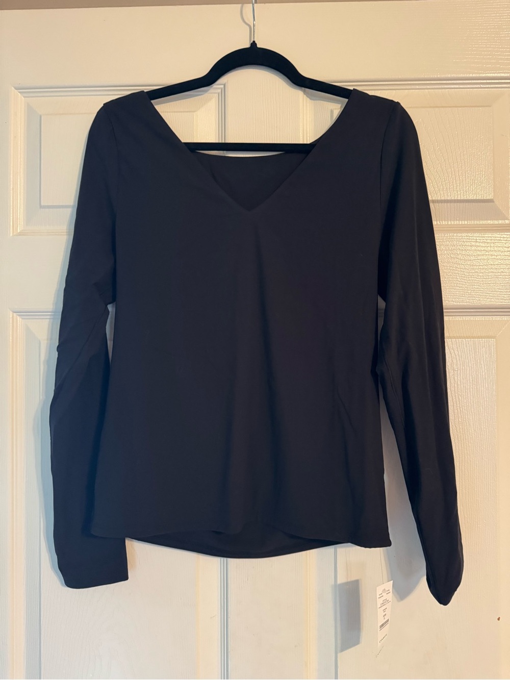 White House Black Market Black V-Neck Long Sleeve Top